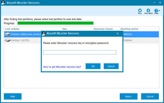 Unlock BitLocker drive with password or recovery key