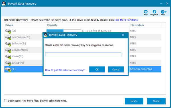 enter BitLocker recovery key or password