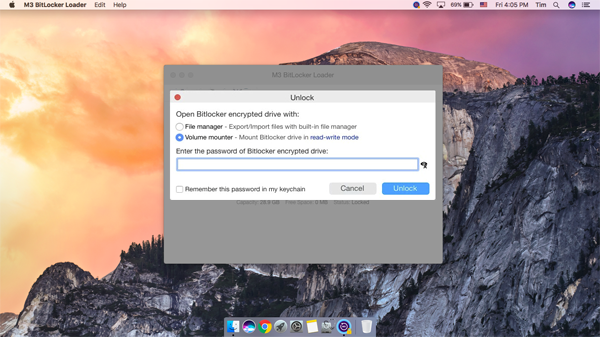 Unlock BitLocker encrypted drive on Mac