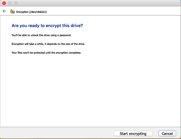 Start BitLocker drive encryption on Mac