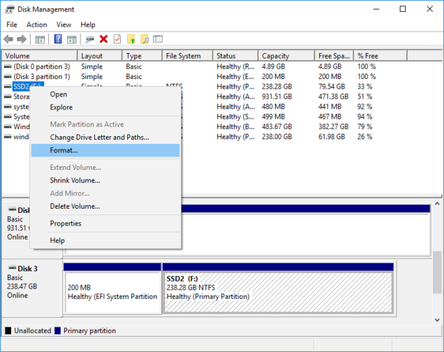 how to format a disk on Windows