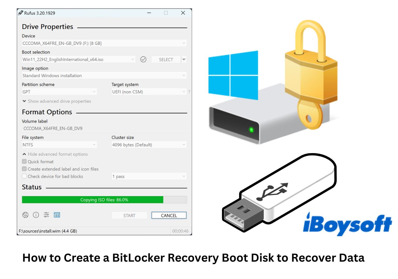BitLocker recovery boot disk