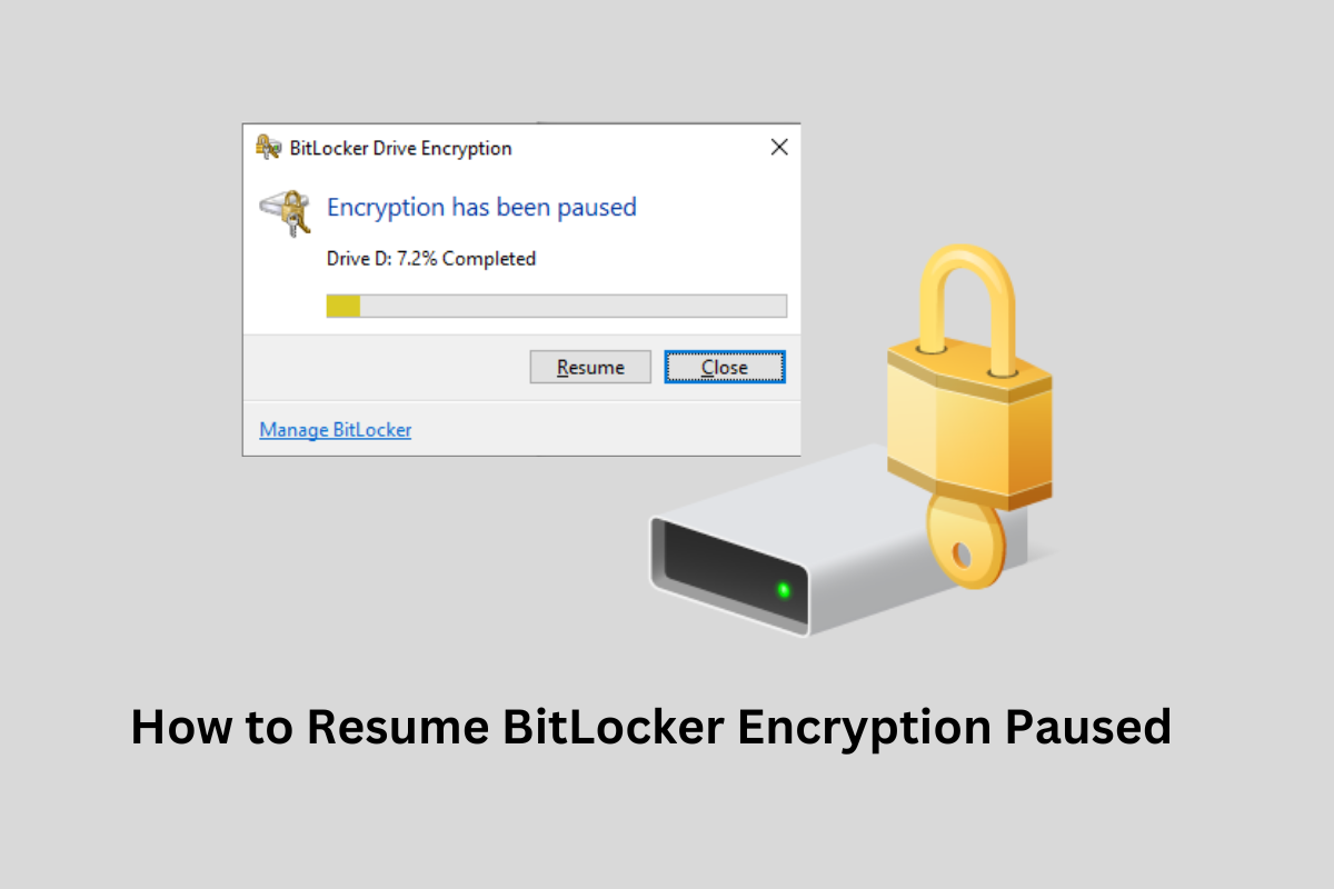 how to resume BitLocker encryption paused