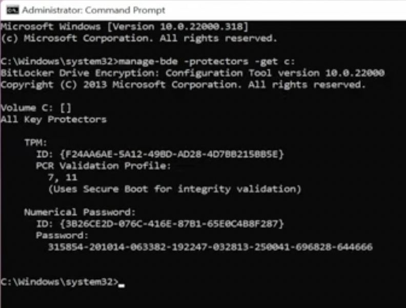 How to find BitLocker recovery key using CMD