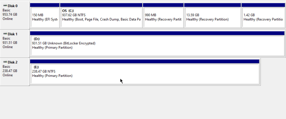 BitLocker drive showing an unknown file system