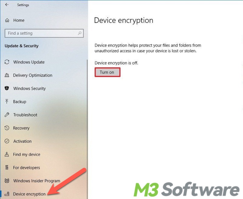 turn on Device Encryption on Windows 10 Home