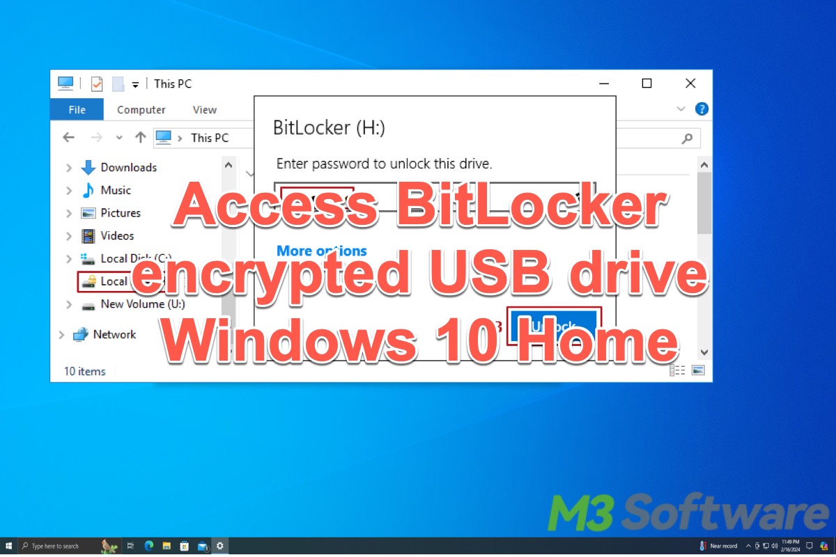 read BitLocker encrypted USB drive Windows 10 Home