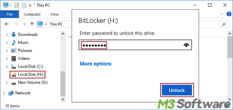 unlock BitLocker encrypted USB drive in File Explorer