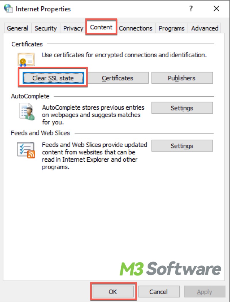 clear SSL state in Internet Properties