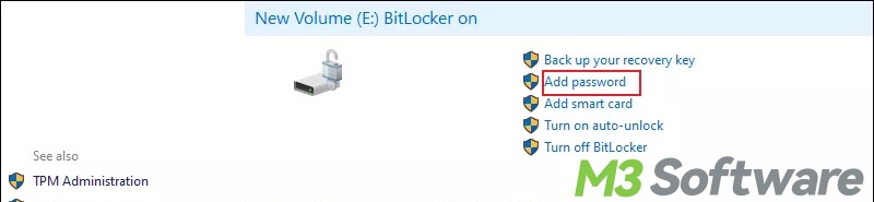 add BitLocker password in BitLocker Drive Encryption panel