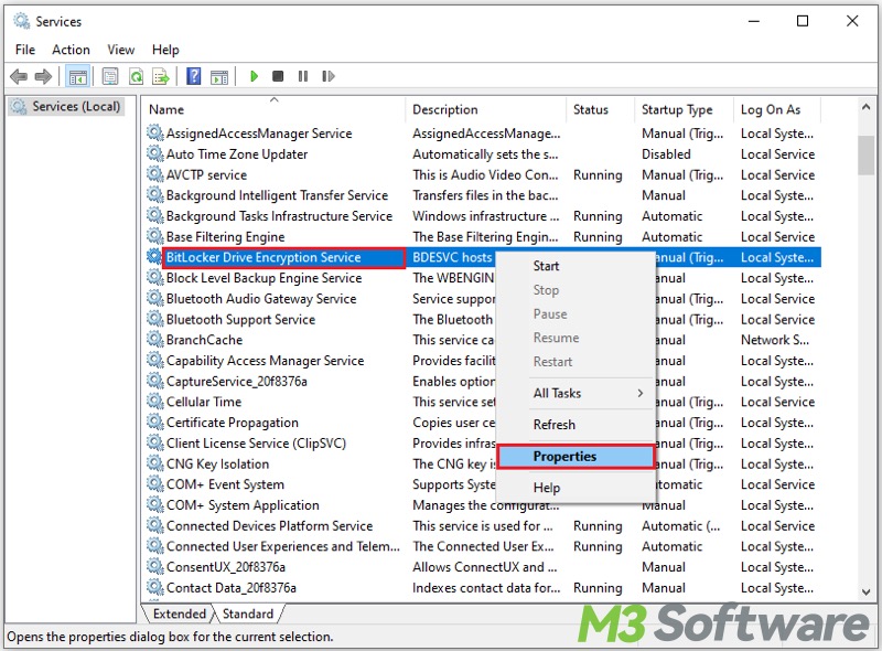 enable BitLocker Drive Encryption service
