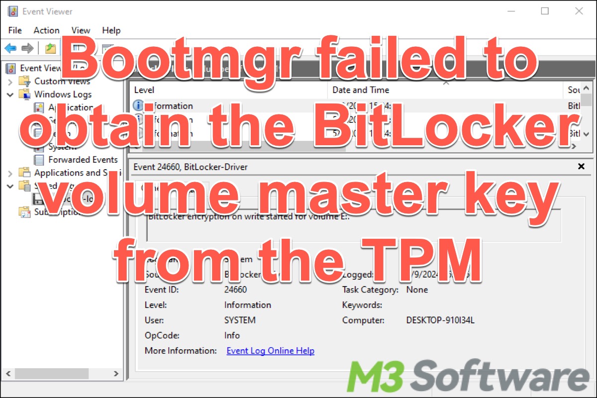 bootmgr failed to obtain the BitLocker volume master key from the TPM