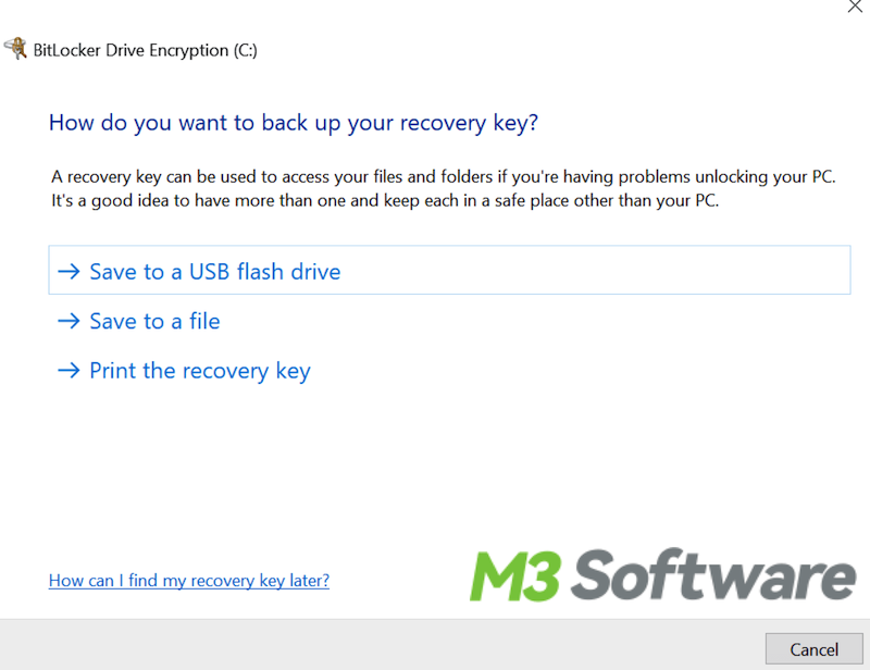 back up BitLocker recovery key