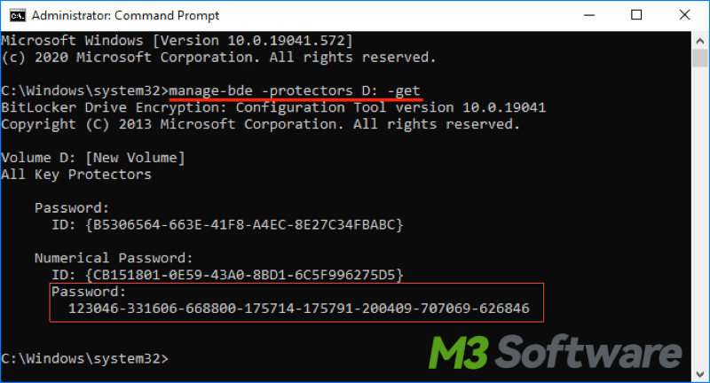 find BitLocker recovery key in cmd