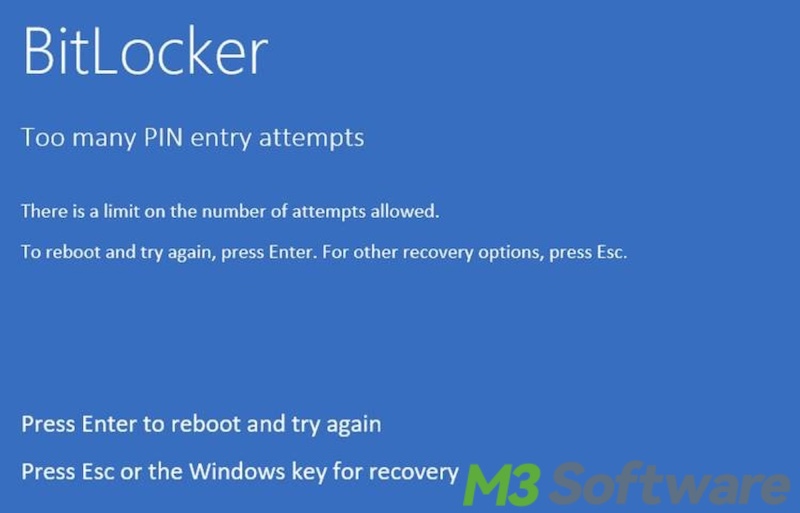 BitLocker too many PIN entry attempts