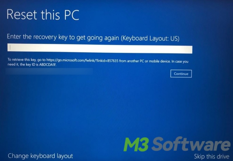 enter recovery key to reset PC