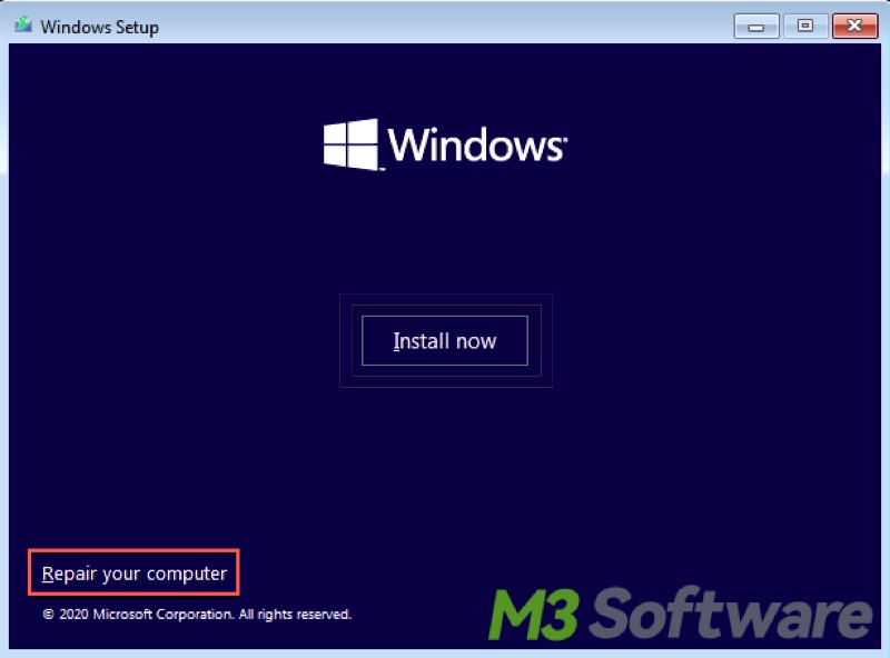 repair your computer Windows setup