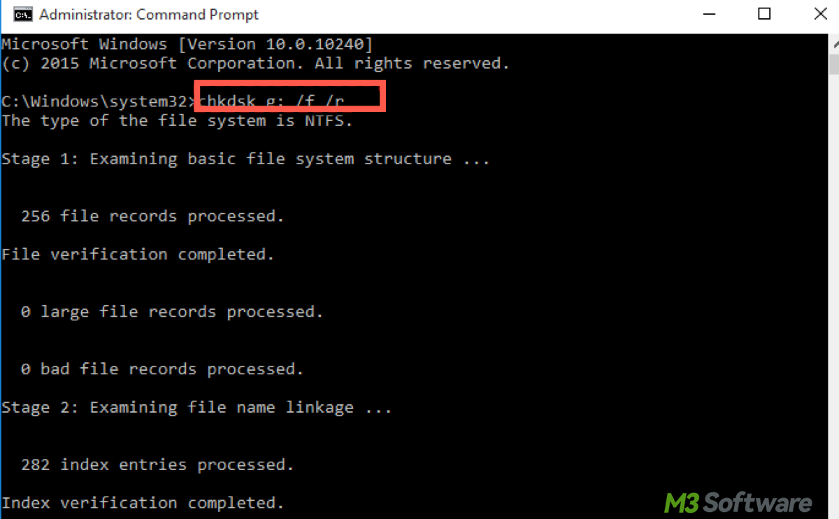 Use CHKDSK in Command Prompt