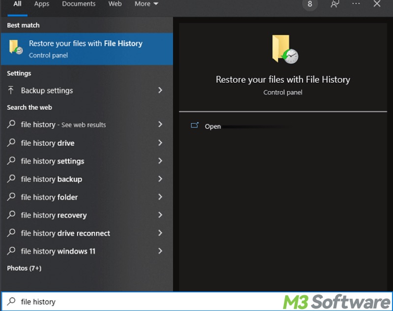 Restore your files with File History Windows 10