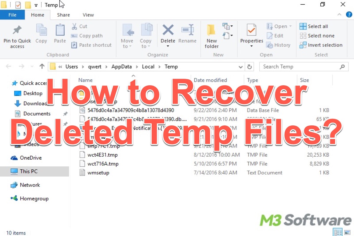how to recover deleted temp files in Windows 10