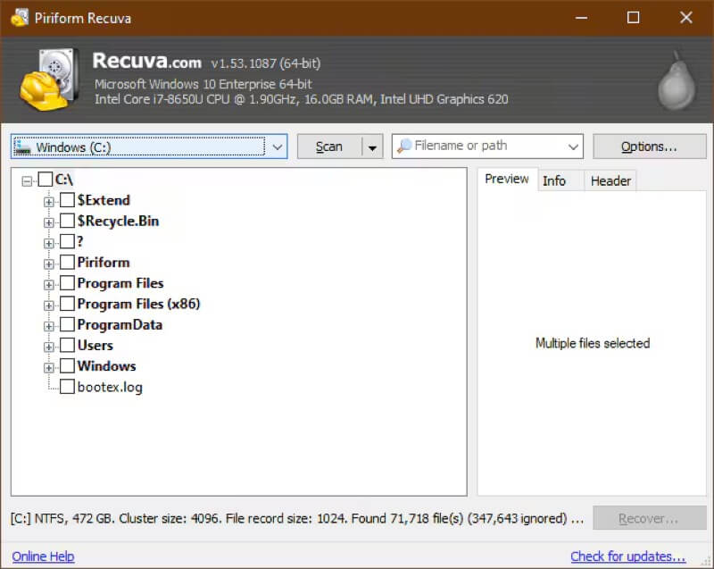 recuva data recovery software