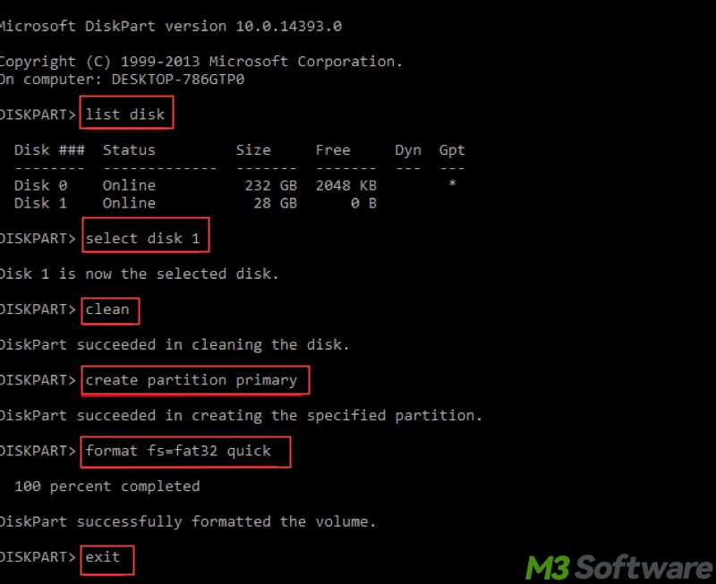 format USB drive in cmd