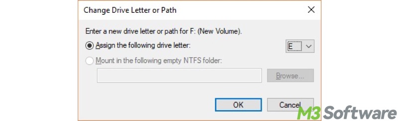 change drive letter in Disk Management on Windows