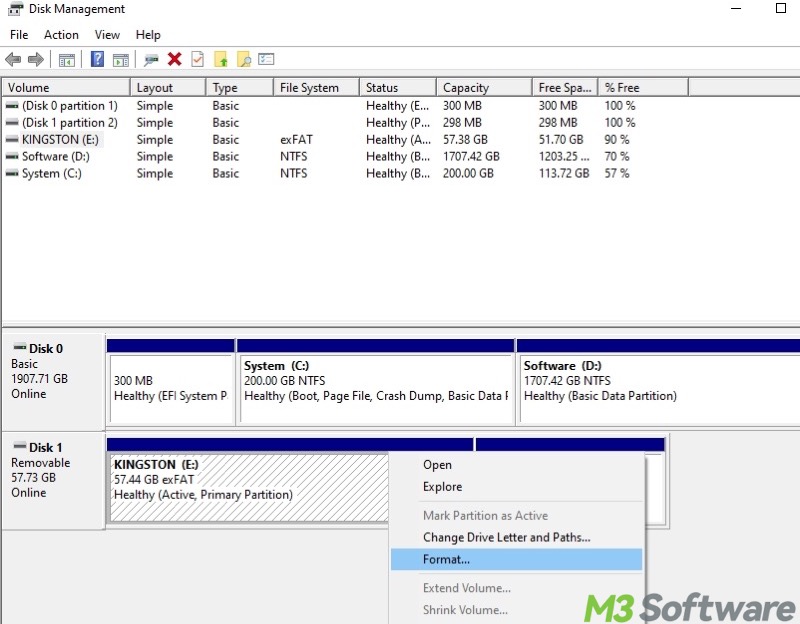 right click on drive in Disk Management