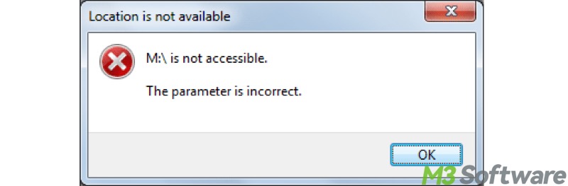 drive is not accessible the parameter is incorrect