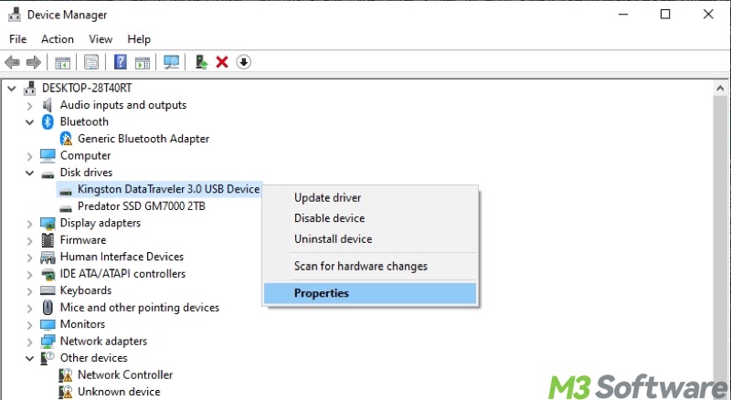 right click on disk in Device Manager