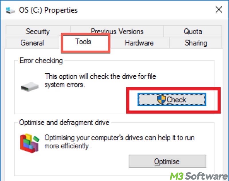 run disk error checking