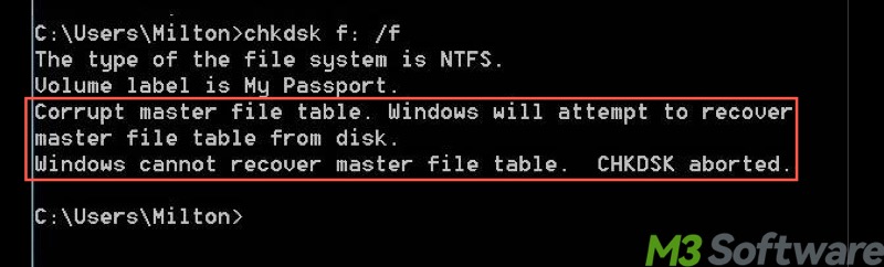 Windows cannot recover master file table