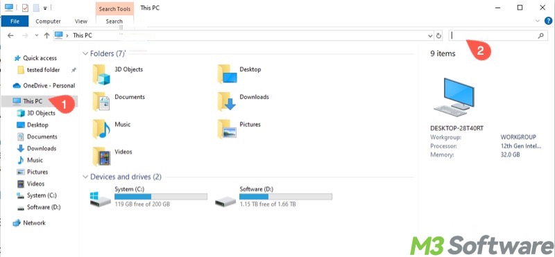 search for files in File Explorer