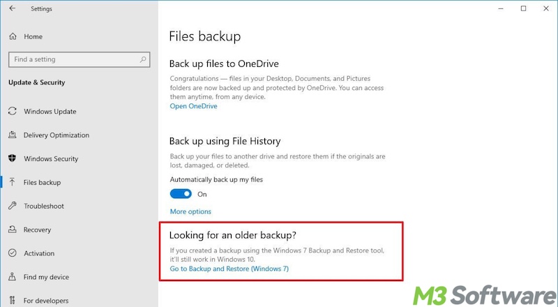 go to backup and restore Windows 7