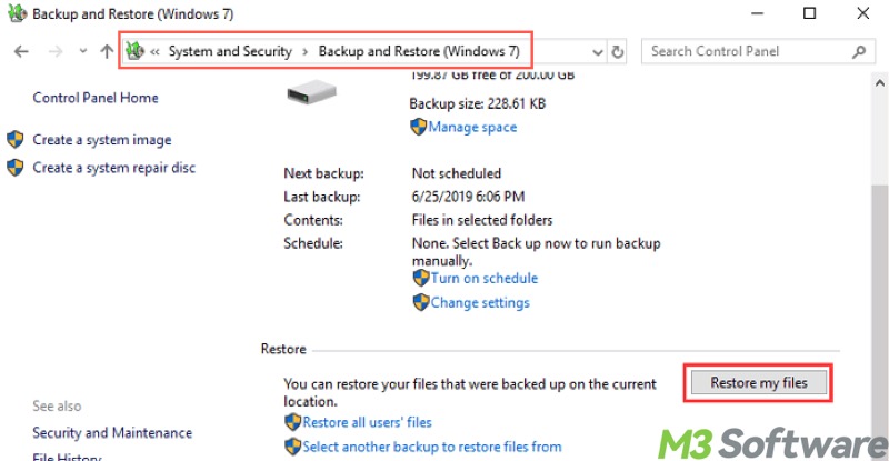 restore my files backup and restore Windows 7