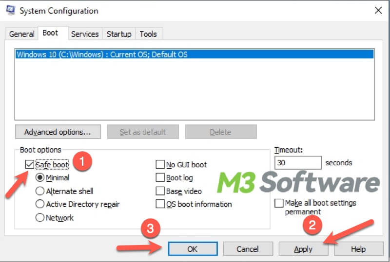 enable safe mode on Windows