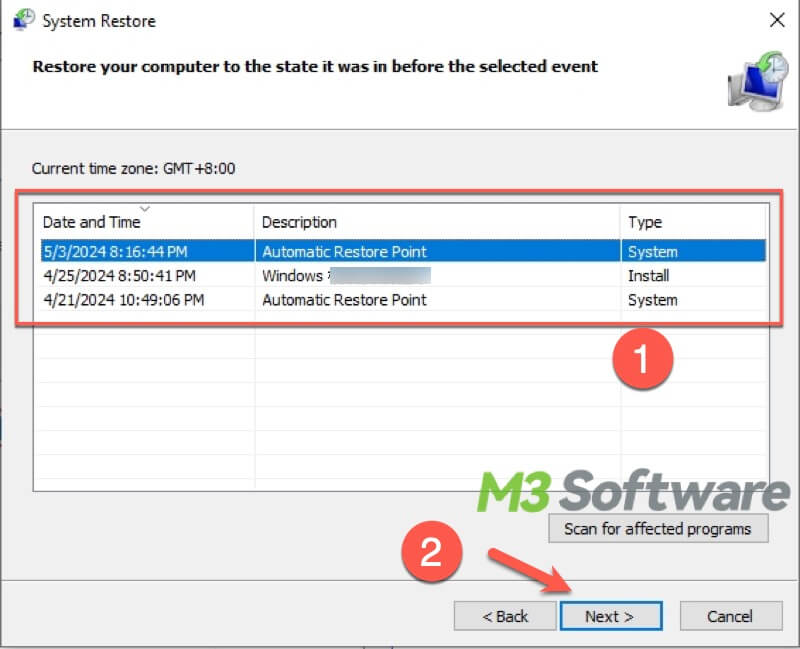 run system restore in safe mode on Windows