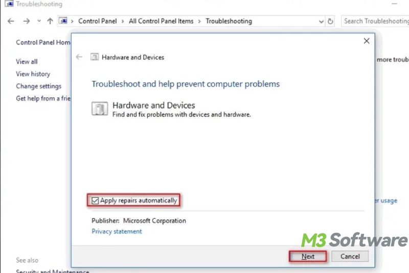 hardware and devices troubleshooting