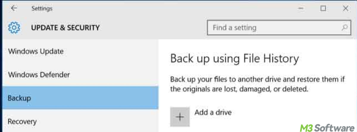 Back up files to an external hard drive through File History