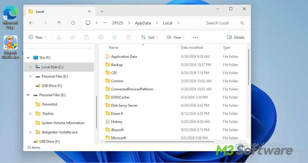 open the AppData folder in the user folder