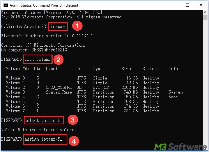 change drive letter through Command Prompt