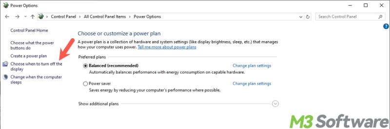 power options in Control Panel
