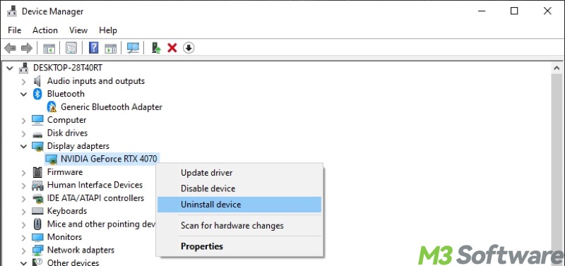uninstall graphics driver