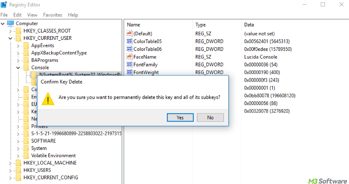 Delete certain registry keys and values