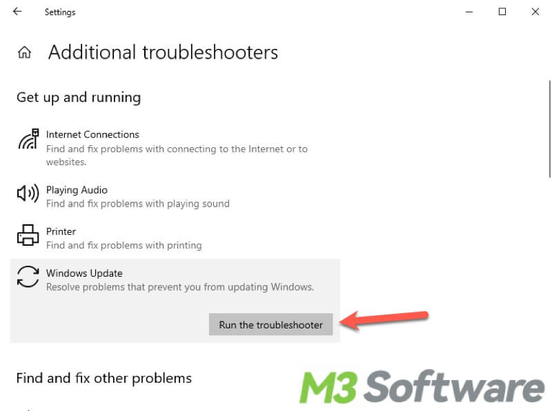 Windows update troubleshooter