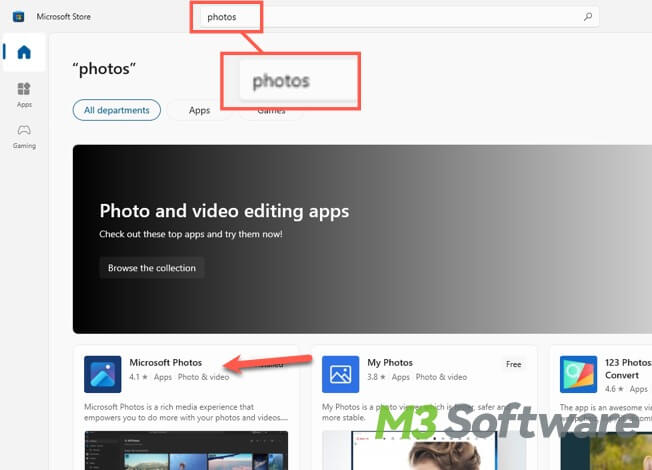 reinstall Photos app in Microsoft Store Windows 10