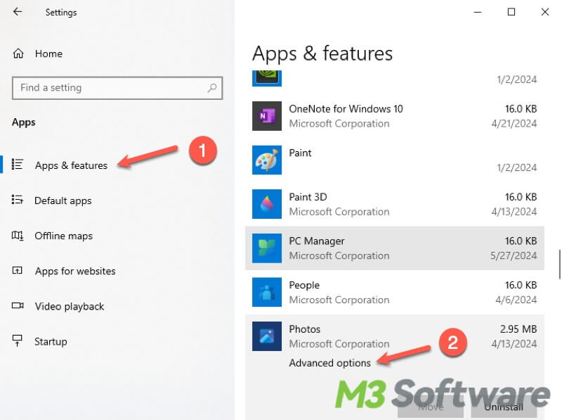 repair Photos app in Settings Windows 10