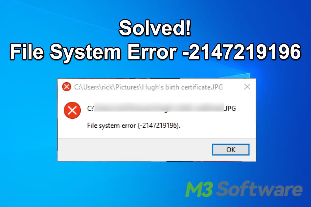 file system error 2147219196