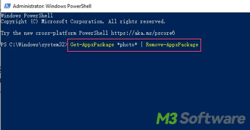 uninstall Photos app via Windows PowerShell