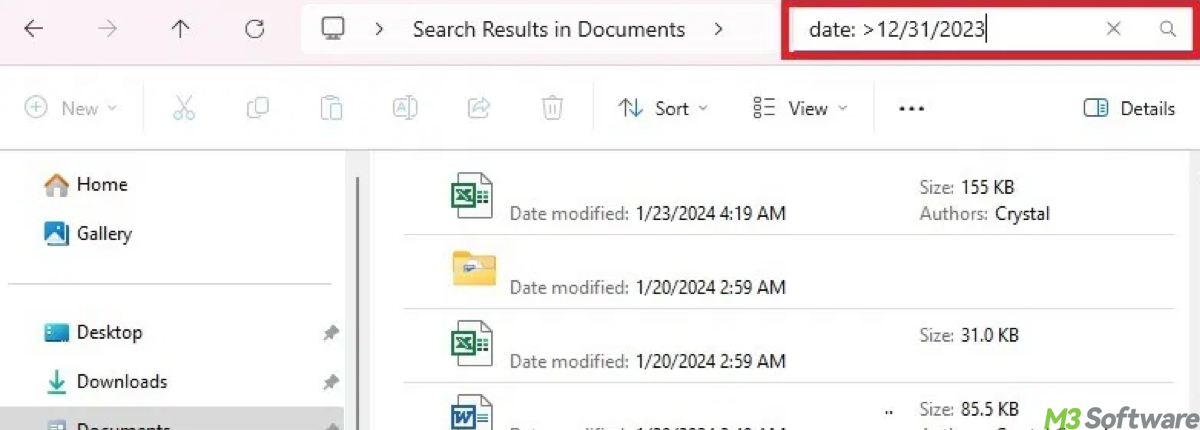 Filter files in Windows Explorer by date